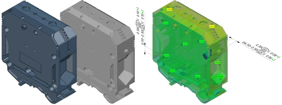 Computed tomography: volume model with false-colour comparison
