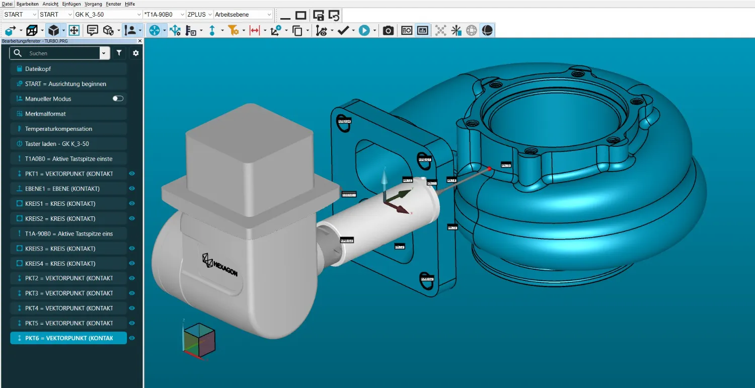 Measurement program in Hexagon PC-DMIS with CAD model