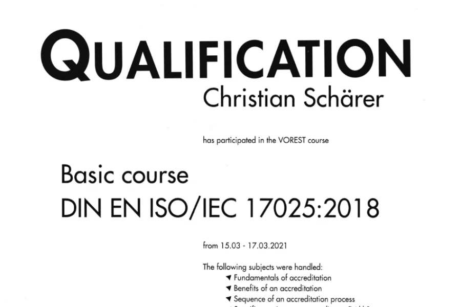 Qualifikation ISO/IEC 17025