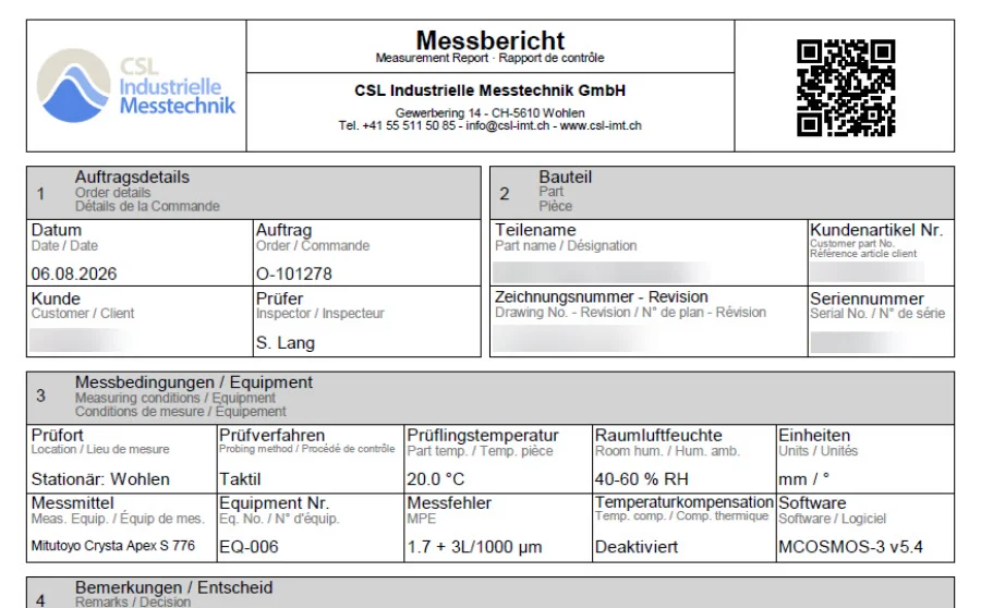 Messbericht aus dem CSL-Prüflabor